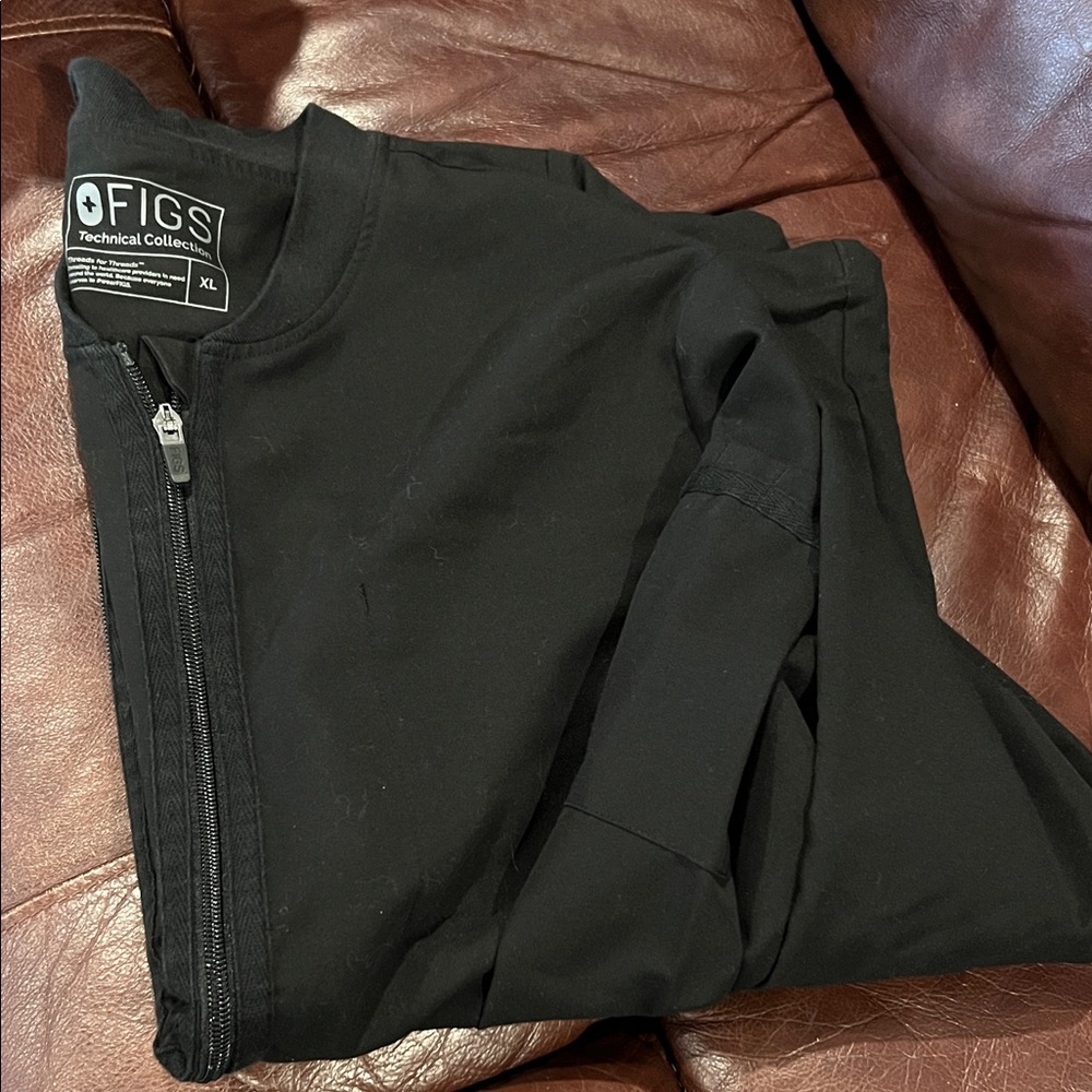 Figs Classic Black Technical Jacket with Zip